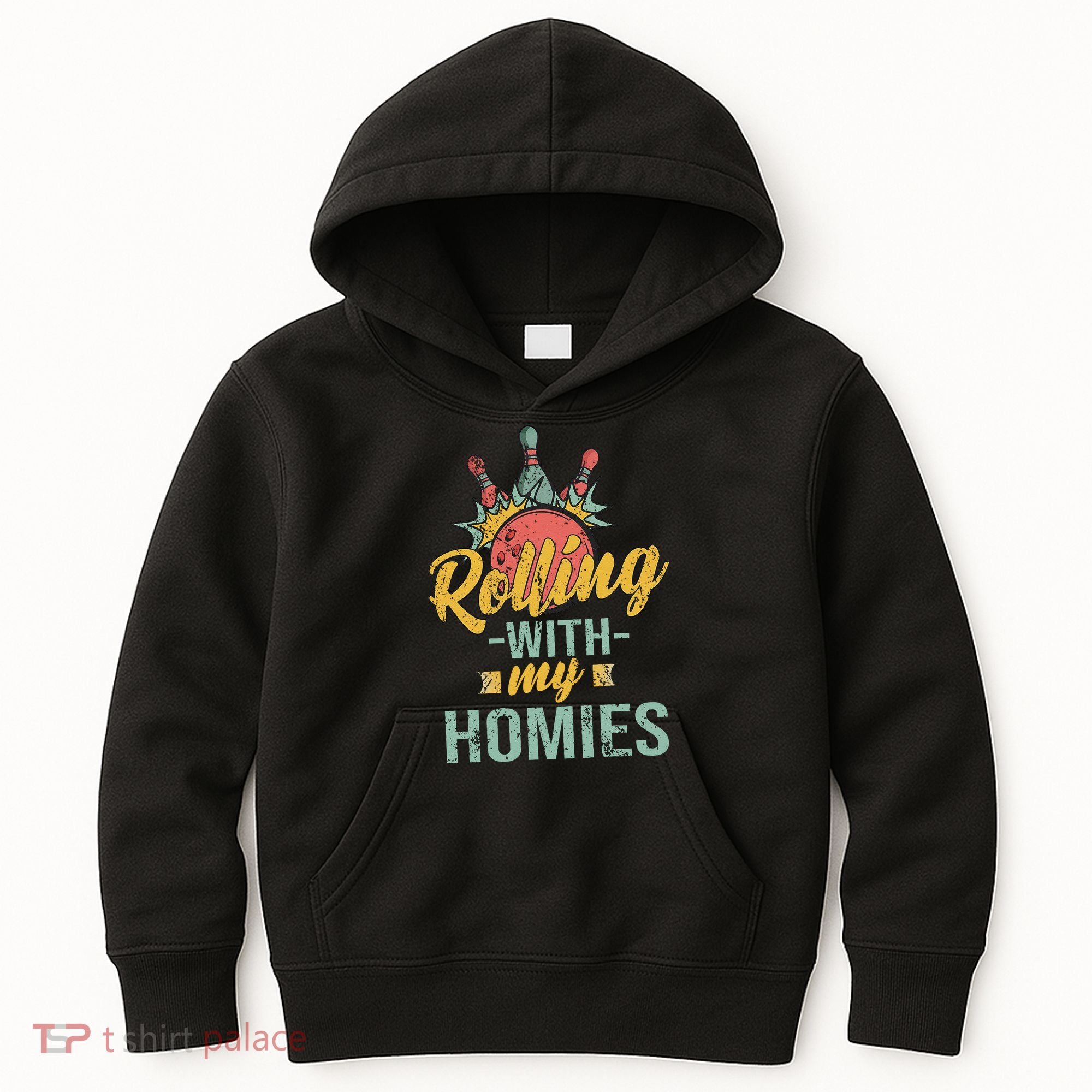 Rollin With My Homies Retro Bowling Kids Hoodie