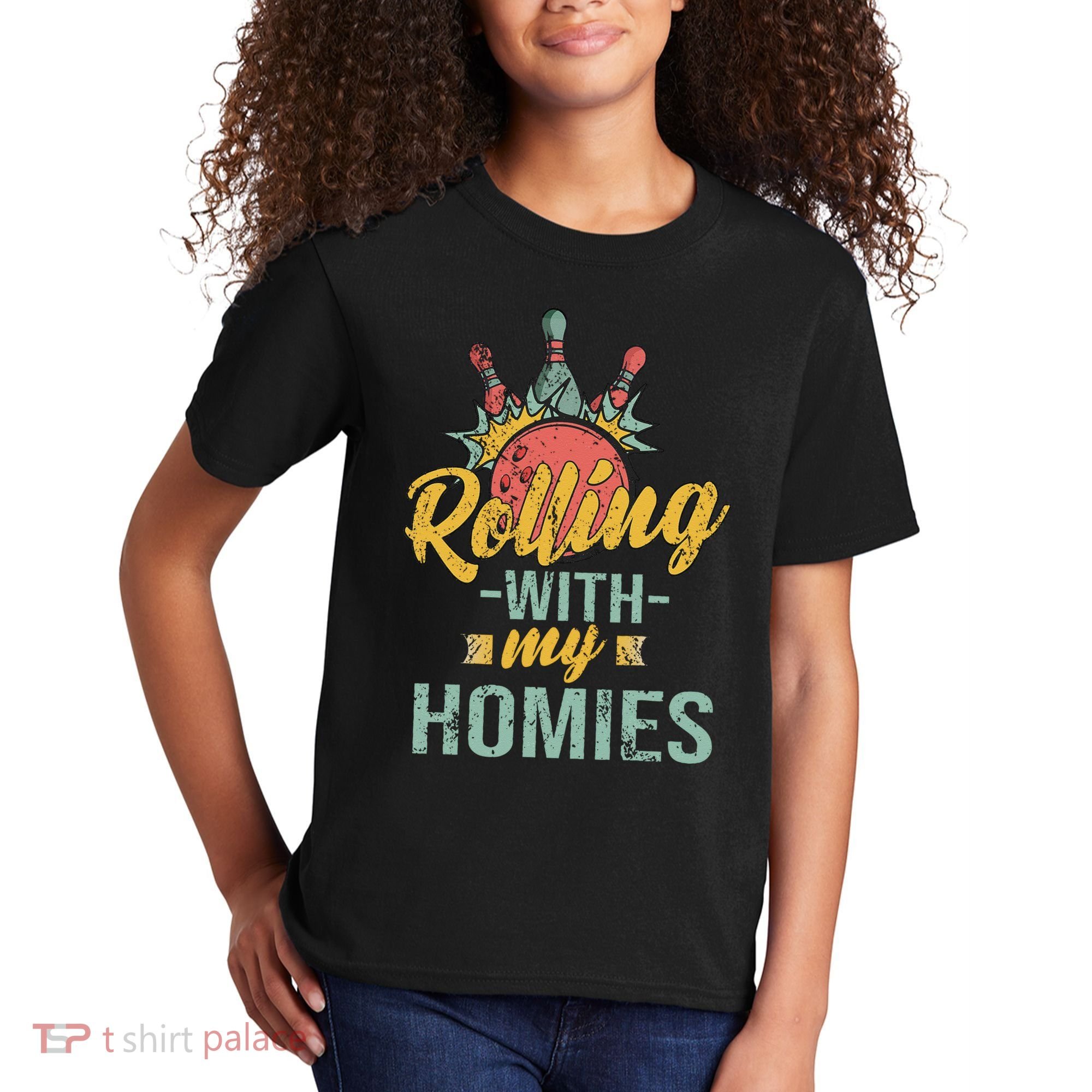 Rollin With My Homies Retro Bowling Kids T-Shirt