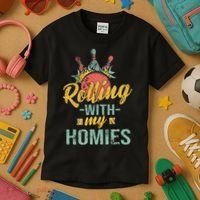 Rollin With My Homies Retro Bowling Kids T-Shirt thumb 3