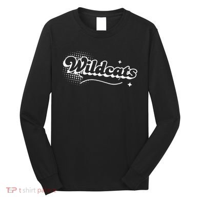 Retro Wildcats Mascot Back To School Spirit Sport Fans Game Long Sleeve Shirt
