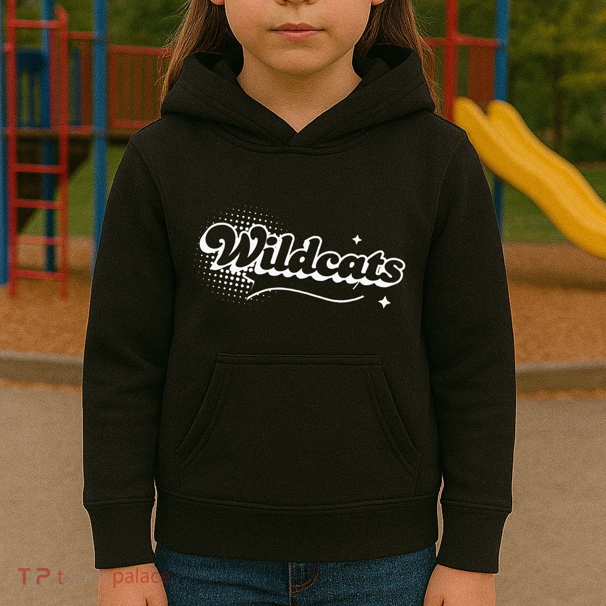 Retro Wildcats Mascot Back To School Spirit Sport Fans Game Kids Hoodie