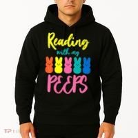 Reading With My Peeps Gift for Teacher or Reader Hoodie thumb 2