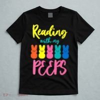 Reading With My Peeps Gift for Teacher or Reader T-Shirt thumb 5