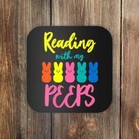 Reading With My Peeps Gift for Teacher or Reader Coaster thumb 0