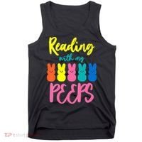 Reading With My Peeps Gift for Teacher or Reader Tank Top thumb 0