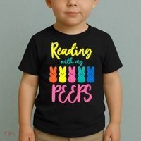 Reading With My Peeps Gift for Teacher or Reader Toddler T-Shirt thumb 2