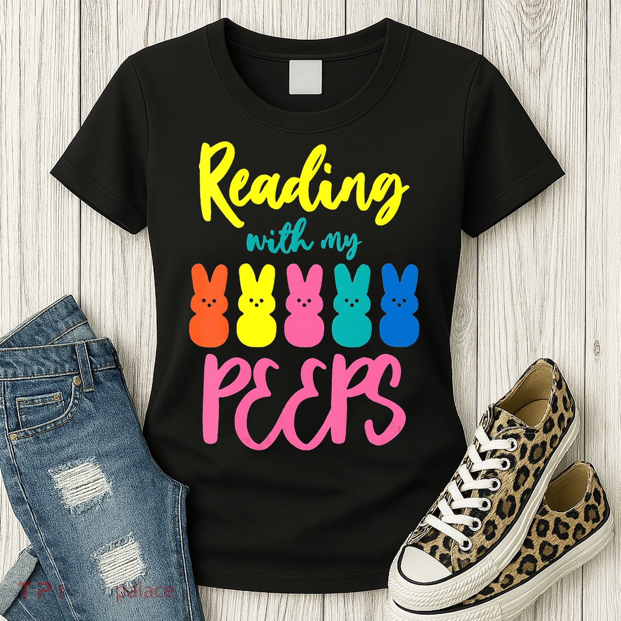 Reading With My Peeps Gift for Teacher or Reader Women's T-Shirt