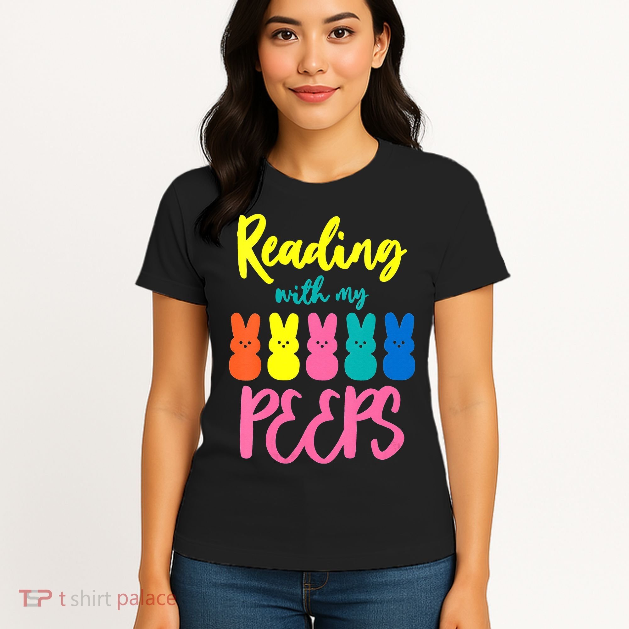 Reading With My Peeps Gift for Teacher or Reader Women's T-Shirt
