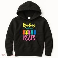 Reading With My Peeps Gift for Teacher or Reader Kids Hoodie thumb 0