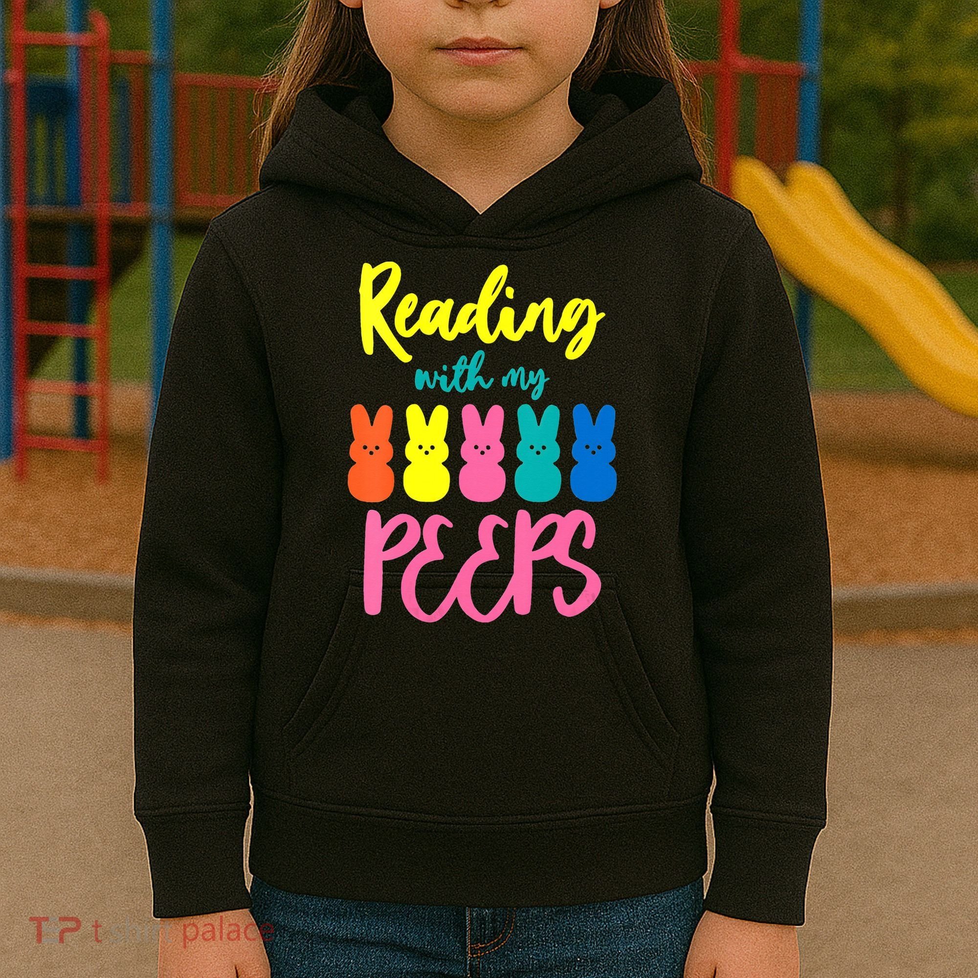 Reading With My Peeps Gift for Teacher or Reader Kids Hoodie