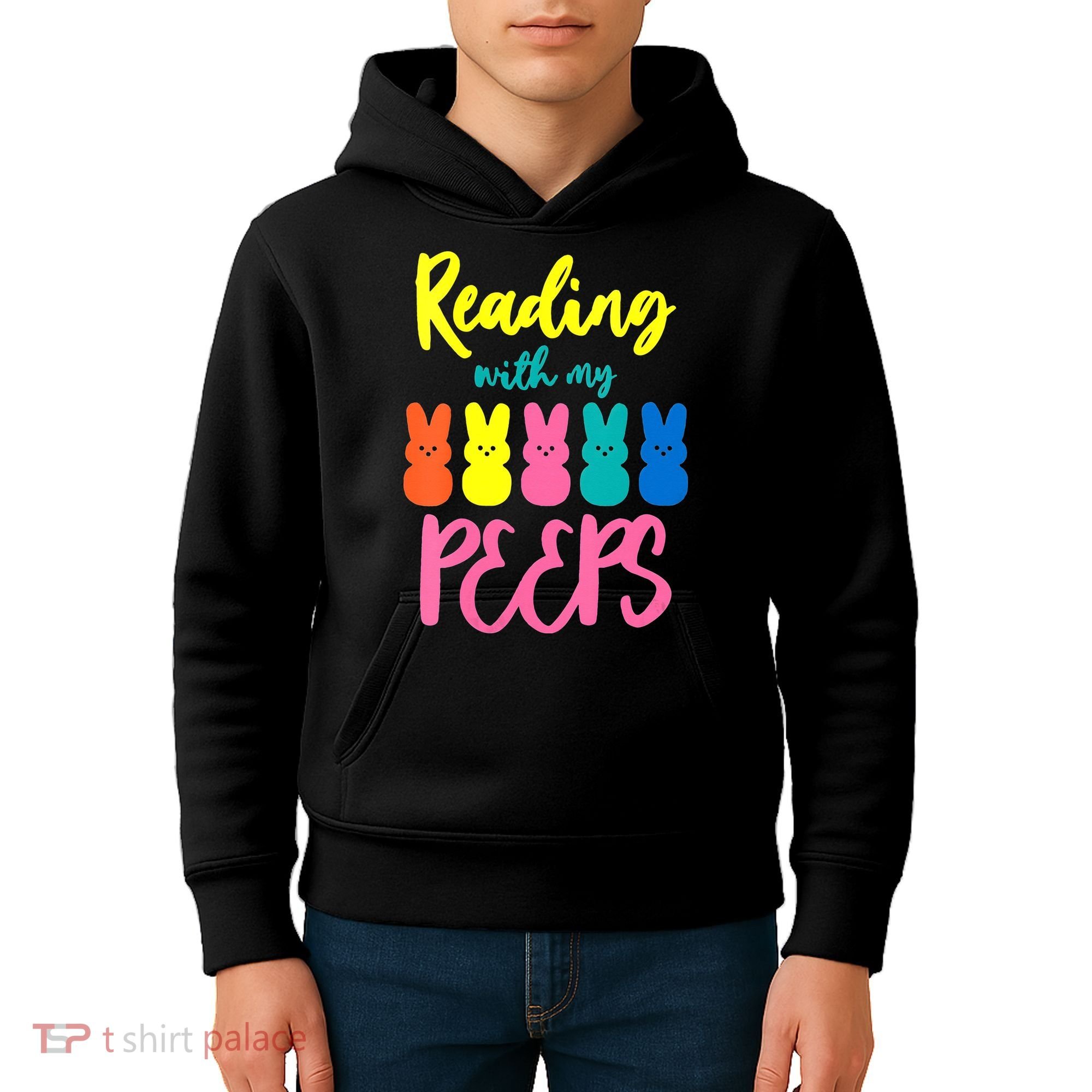 Reading With My Peeps Gift for Teacher or Reader Kids Hoodie