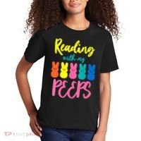Reading With My Peeps Gift for Teacher or Reader Kids T-Shirt thumb 2