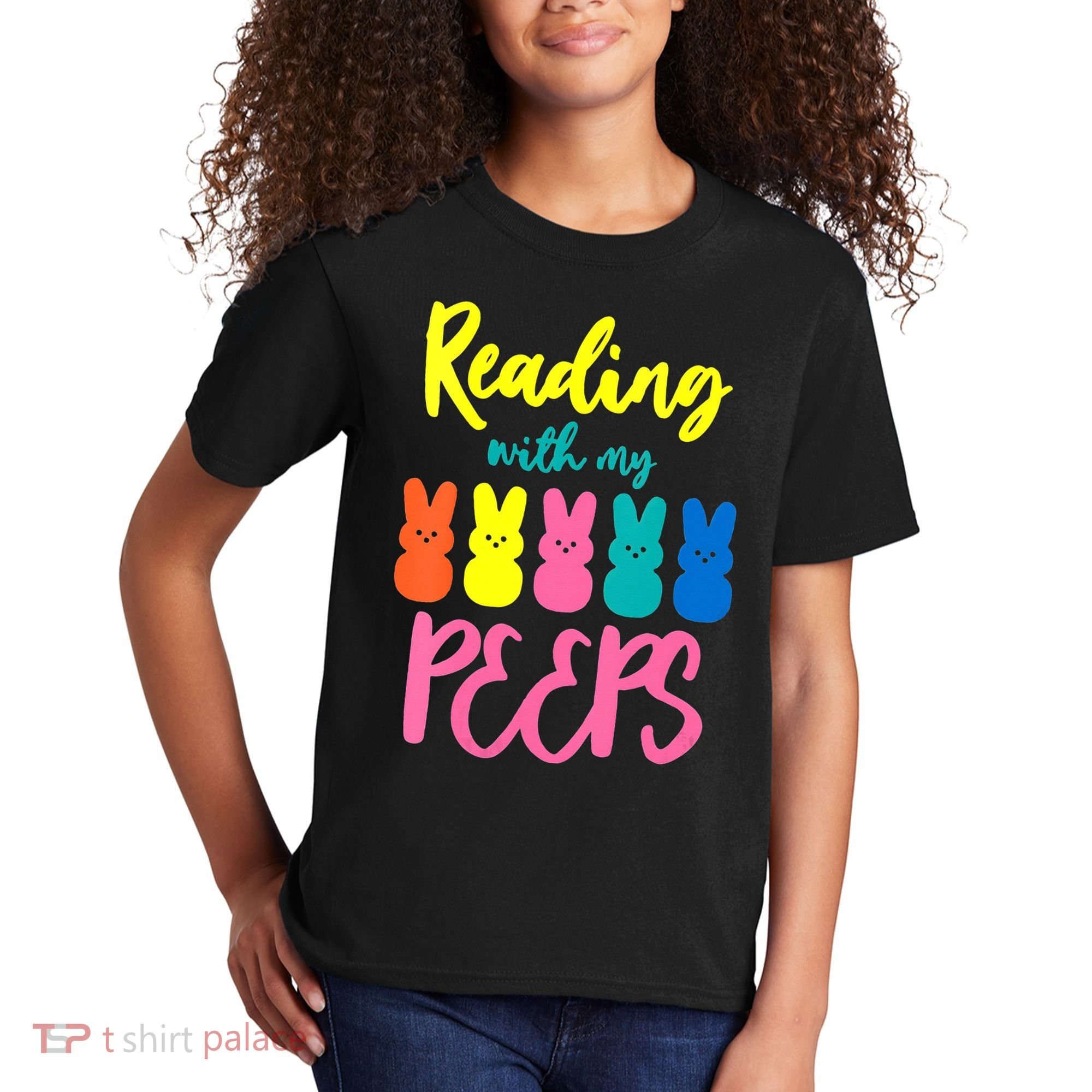 Reading With My Peeps Gift for Teacher or Reader Kids T-Shirt