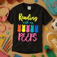 Reading With My Peeps Gift for Teacher or Reader Kids T-Shirt thumb 3