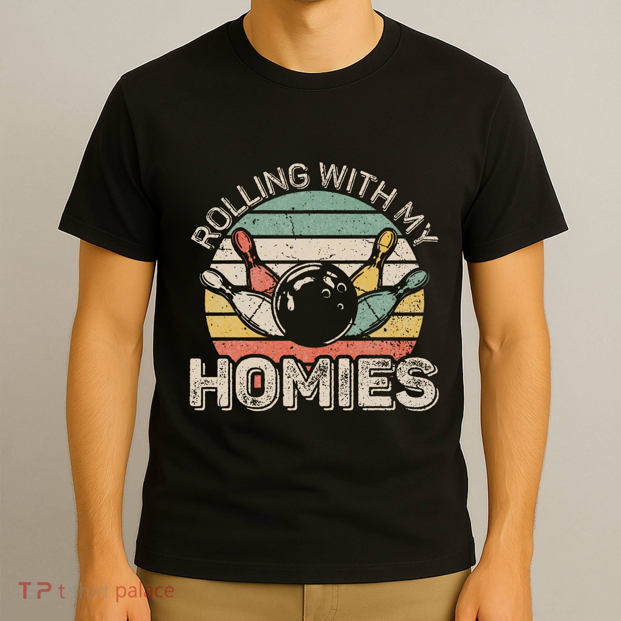 Rolling With My Homies Retro Bowling Bowler Team Funny T-Shirt