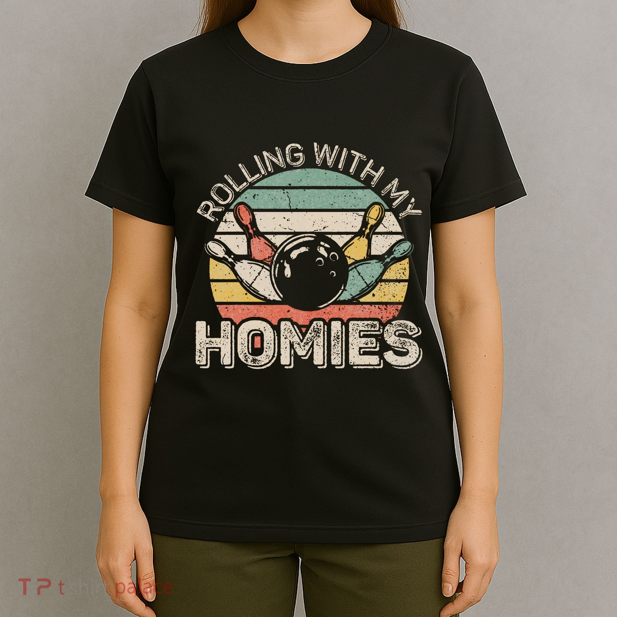Rolling With My Homies Retro Bowling Bowler Team Funny T-Shirt
