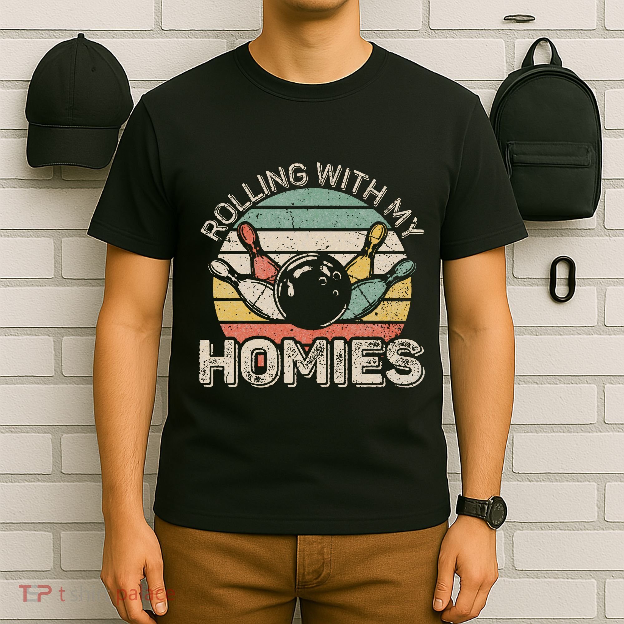 Rolling With My Homies Retro Bowling Bowler Team Funny T-Shirt