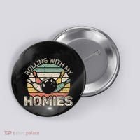 Rolling With My Homies Retro Bowling Bowler Team Funny Button thumb 0
