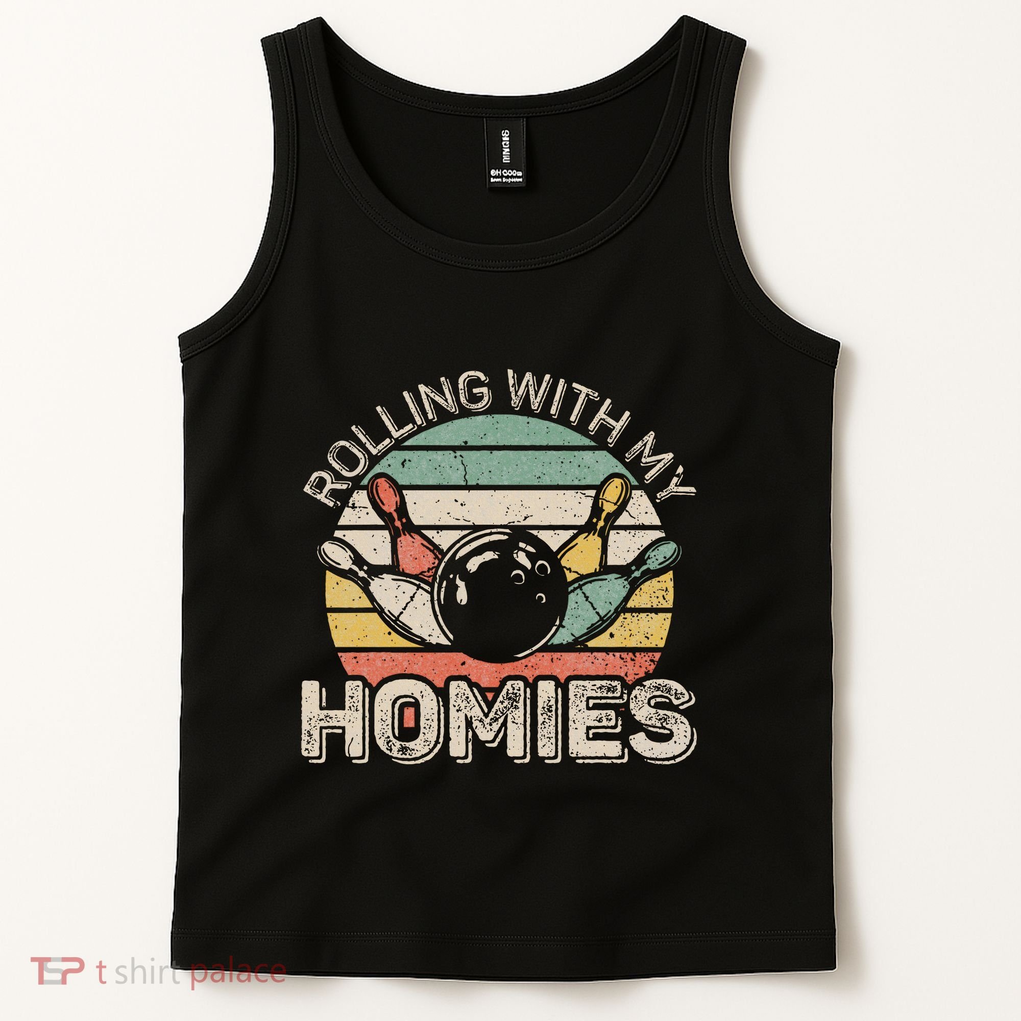 Rolling With My Homies Retro Bowling Bowler Team Funny Tank Top