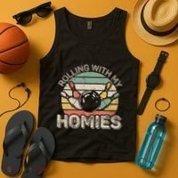 Rolling With My Homies Retro Bowling Bowler Team Funny Tank Top thumb 4