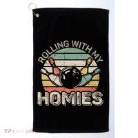 Rolling With My Homies Retro Bowling Bowler Team Funny Golf Towel thumb 0