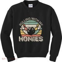 Rolling With My Homies Retro Bowling Bowler Team Funny Kids Sweatshirt thumb 0
