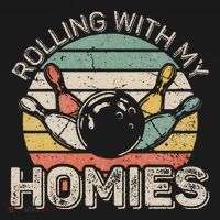 Rolling With My Homies Retro Bowling Bowler Team Funny Kids Sweatshirt thumb 2