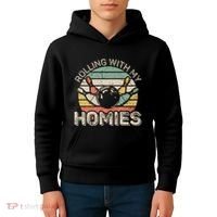 Rolling With My Homies Retro Bowling Bowler Team Funny Kids Hoodie thumb 4