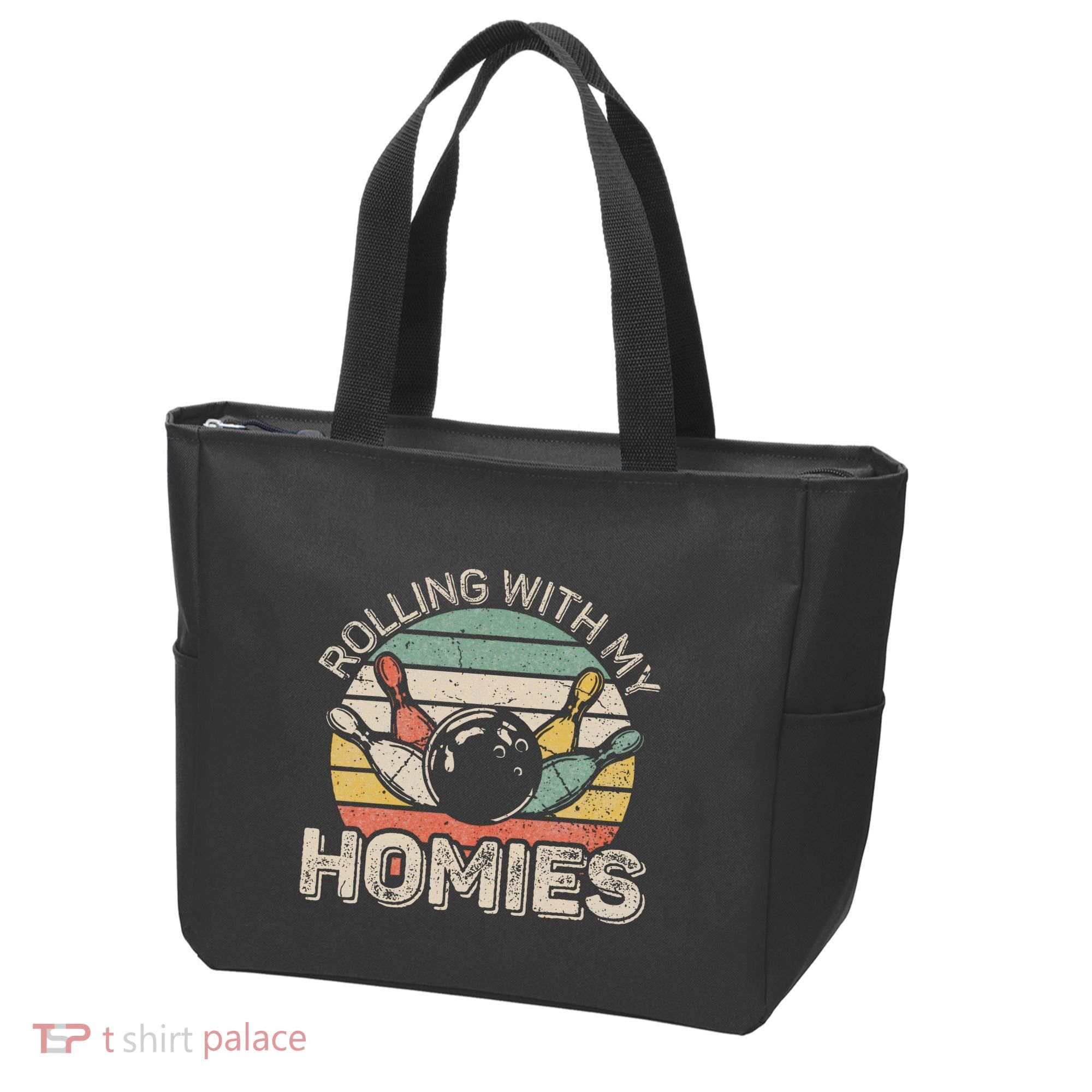 Rolling With My Homies Retro Bowling Bowler Team Funny Tote Bag