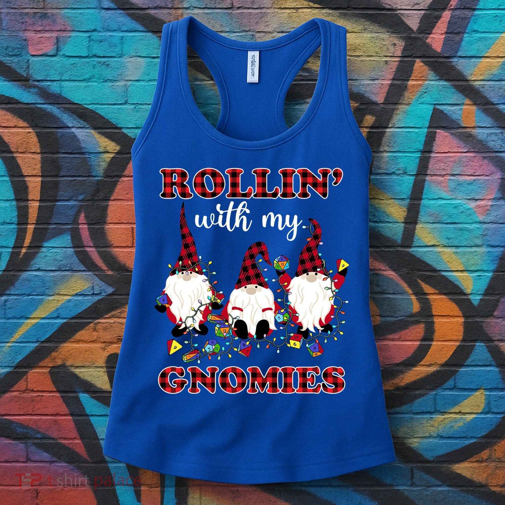 Rollin With My Gnomies Roll For Initiative Christmas Gnomes Gift Women's Tank Top