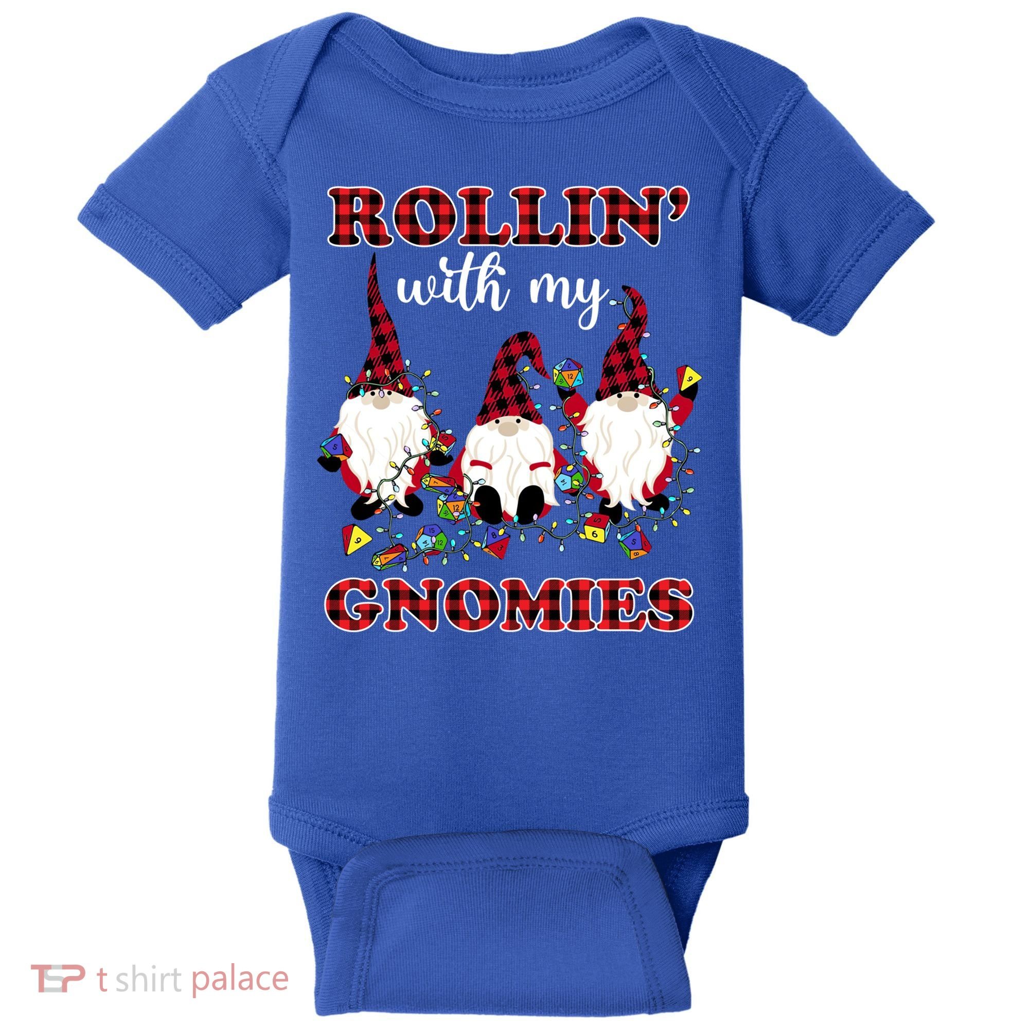 Rollin With My Gnomies Roll For Initiative Christmas Gnomes Gift Baby Bodysuit