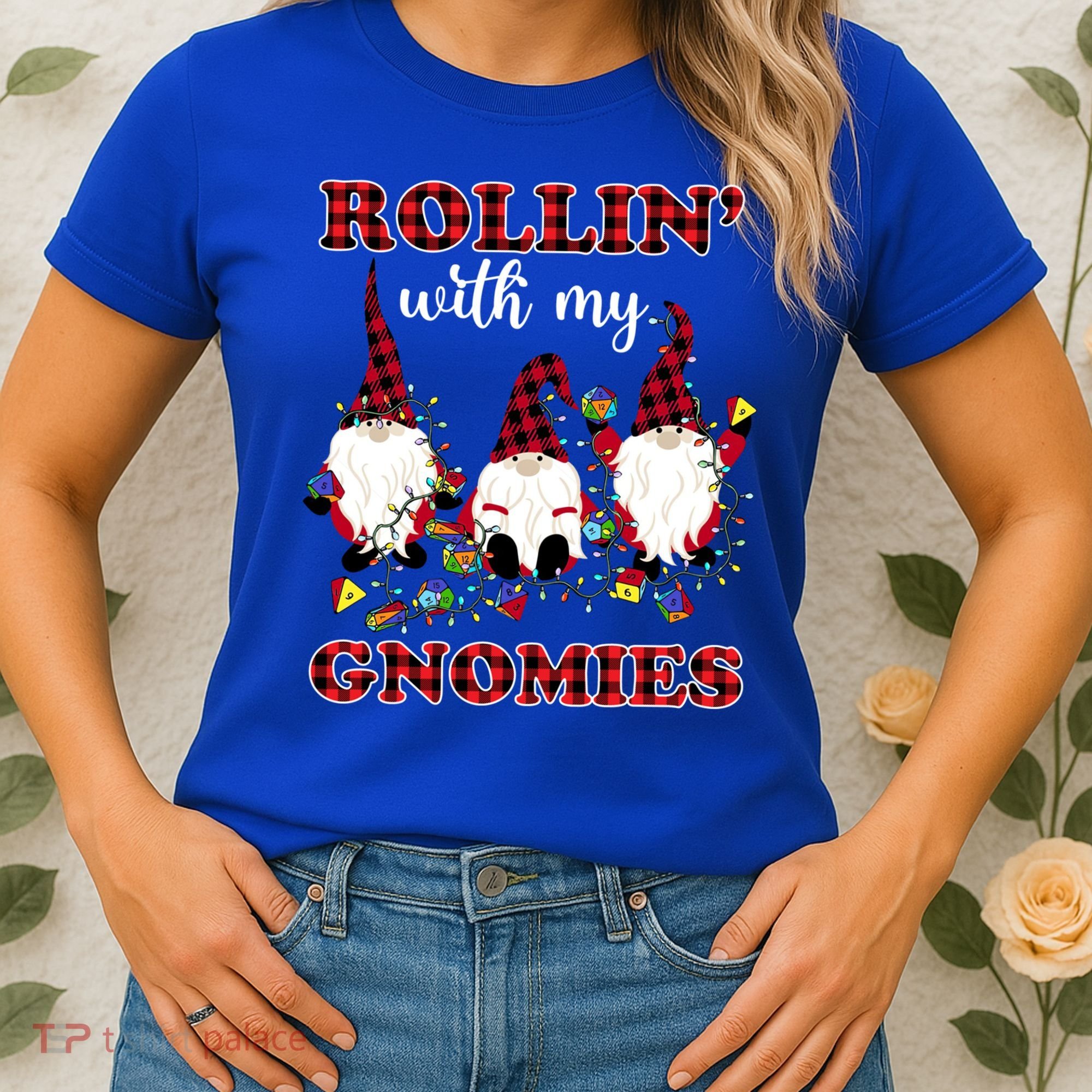 Rollin With My Gnomies Roll For Initiative Christmas Gnomes Gift Women's T-Shirt