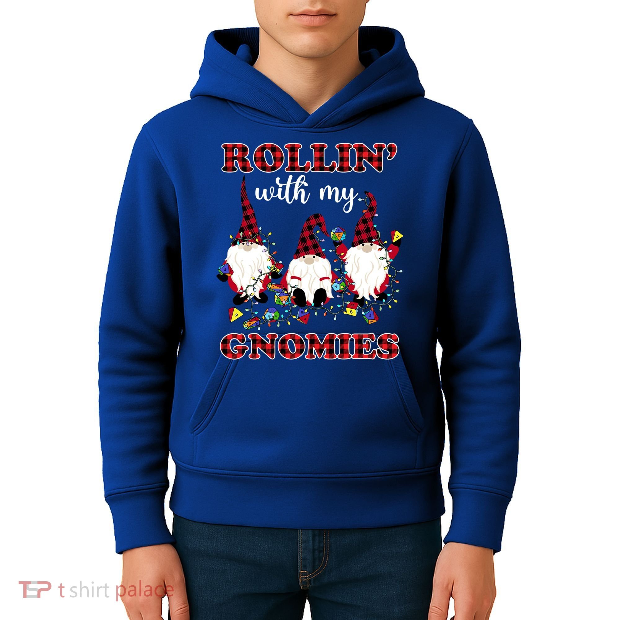 Rollin With My Gnomies Roll For Initiative Christmas Gnomes Gift Kids Hoodie