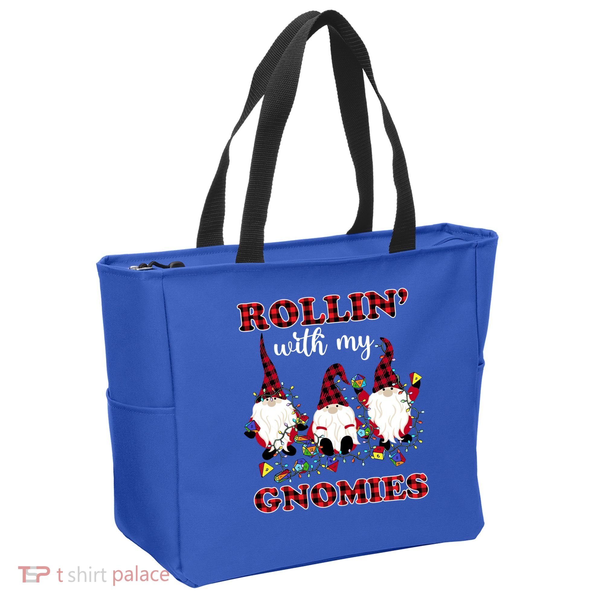 Rollin With My Gnomies Roll For Initiative Christmas Gnomes Gift Tote Bag