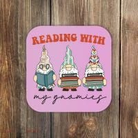 Reading With My Gnomies Funny Book Nerd Gnome Love Reading Coaster thumb 0