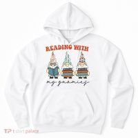 Reading With My Gnomies Funny Book Nerd Gnome Love Reading Hoodie thumb 0