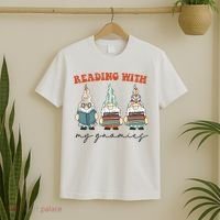 Reading With My Gnomies Funny Book Nerd Gnome Love Reading T-Shirt thumb 2