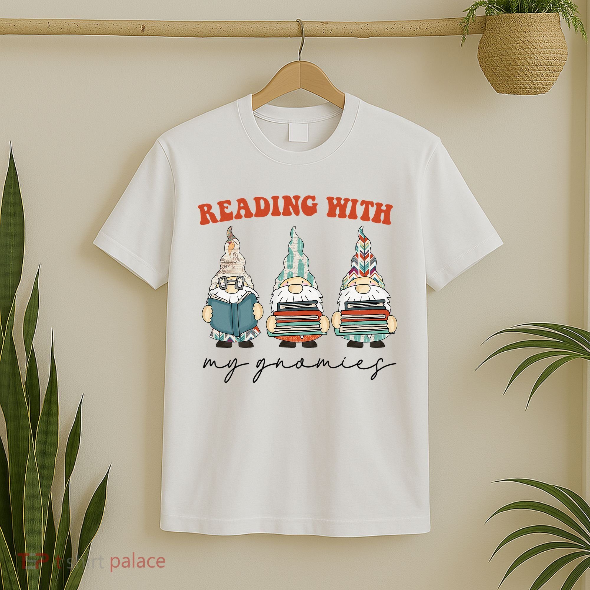 Reading With My Gnomies Funny Book Nerd Gnome Love Reading T-Shirt