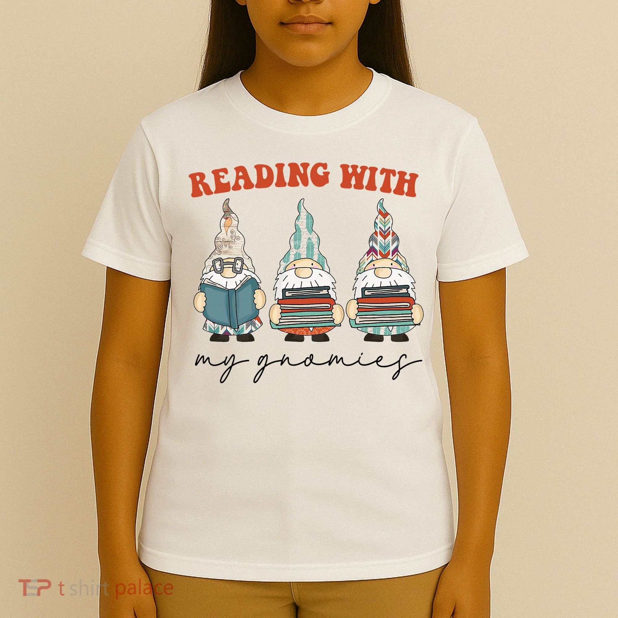 Reading With My Gnomies Funny Book Nerd Gnome Love Reading T-Shirt