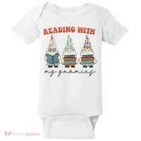 Reading With My Gnomies Funny Book Nerd Gnome Love Reading Baby Bodysuit thumb 0