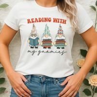 Reading With My Gnomies Funny Book Nerd Gnome Love Reading Women's T-Shirt thumb 2