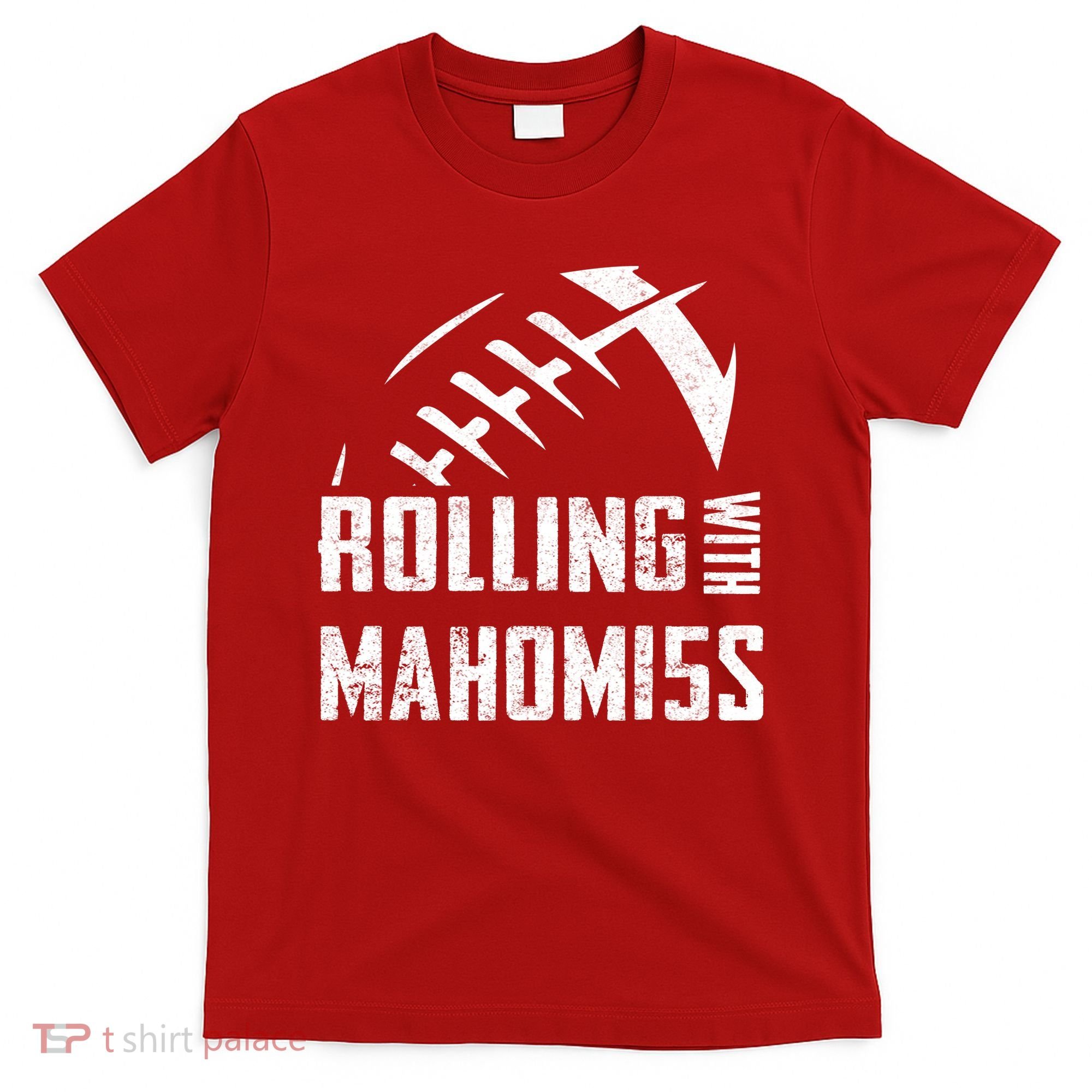 Rolling With Mahomes KC Football Sports Distressed Vintage T-Shirt