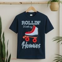 ROLLIN WITH MY HOMIES Roller Skating Roller Girl Skate T-Shirt thumb 2
