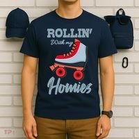 ROLLIN WITH MY HOMIES Roller Skating Roller Girl Skate T-Shirt thumb 6
