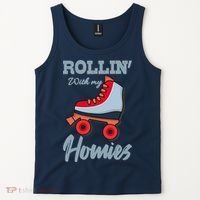 ROLLIN WITH MY HOMIES Roller Skating Roller Girl Skate Tank Top thumb 2