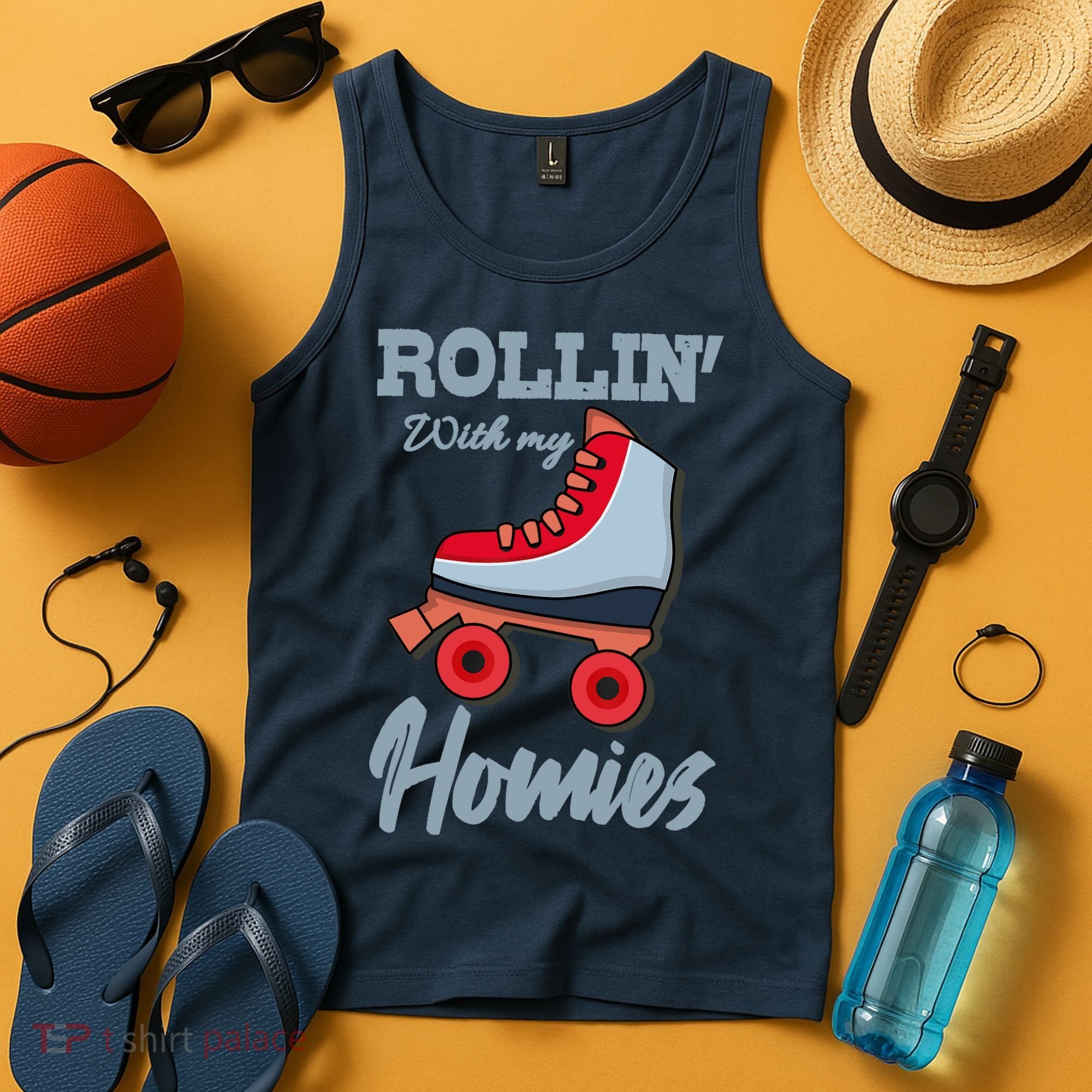 ROLLIN WITH MY HOMIES Roller Skating Roller Girl Skate Tank Top