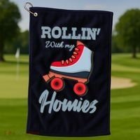 ROLLIN WITH MY HOMIES Roller Skating Roller Girl Skate Golf Towel thumb 1