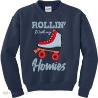 ROLLIN WITH MY HOMIES Roller Skating Roller Girl Skate Kids Sweatshirt thumb 0