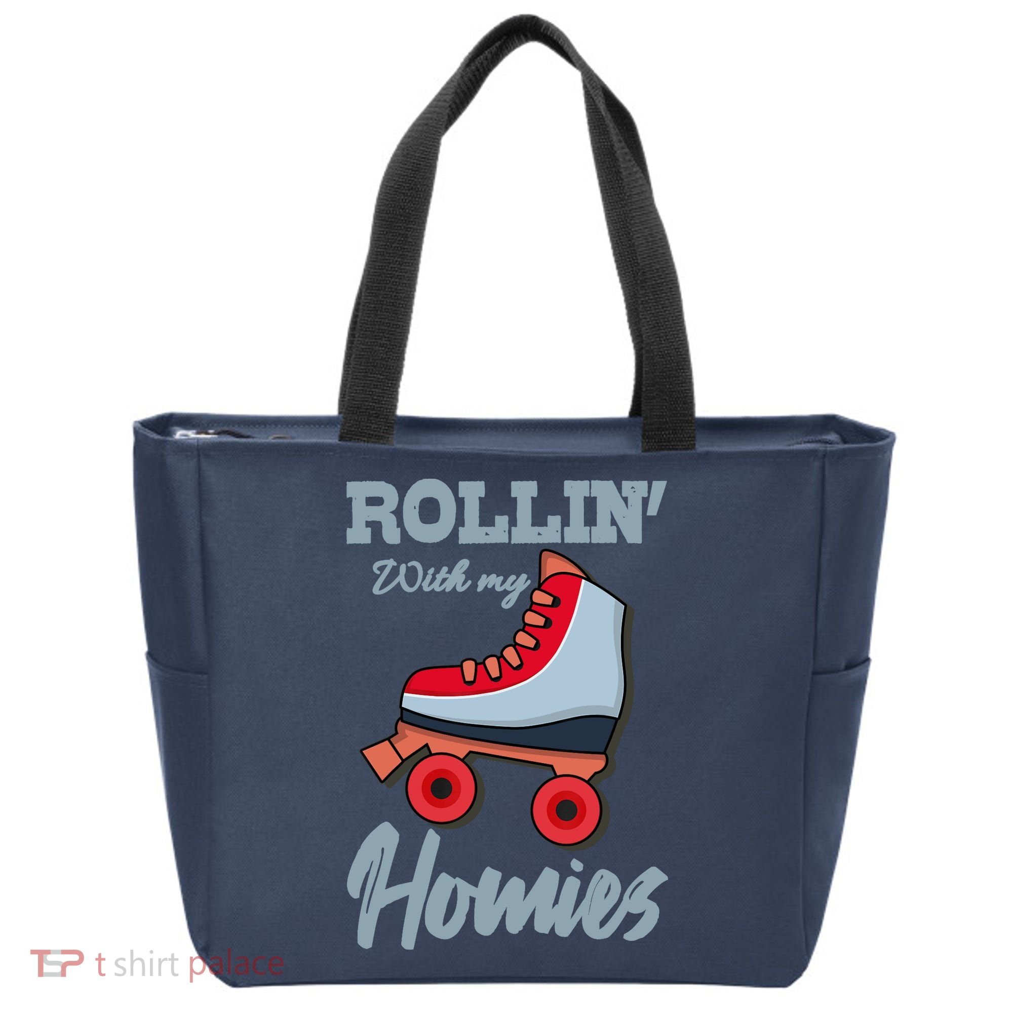ROLLIN WITH MY HOMIES Roller Skating Roller Girl Skate Tote Bag