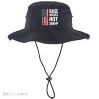 Raise Wolves Not Sheep Gift American Patriotic Usa Flag (Back) Gift Bucket Hat thumb 0